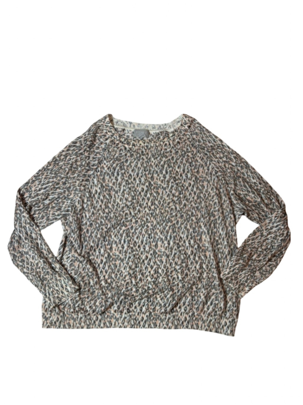 Pure Collection 100% Linen Leopard Print Lightweight Coastal Sweater